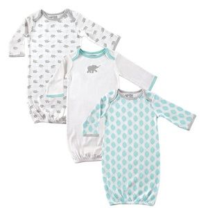 White & Mint Elephant Gown (Set of Three)